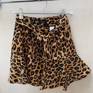 Zara Cheetah Print Skort with tie belt